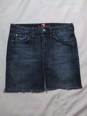 7 FOR ALL MANKIND womens SKIRT blue STRETCH pink MINI denim SIZE 27